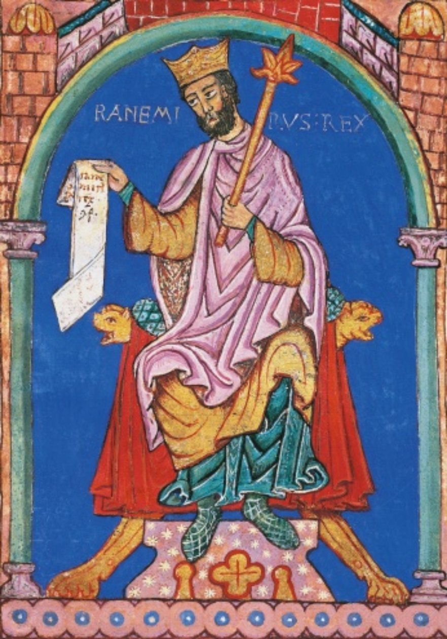 König Ramiro II. von Leon, Miniatur aus dem Index der königlichen Privilegien, Spanien 12. Jahrhundert von Georgia Levan Ramishvili from Tbilisi