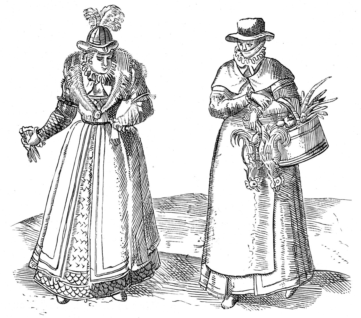 Englische Landfrau mit Hofdame, 1572 von Georgius Braun