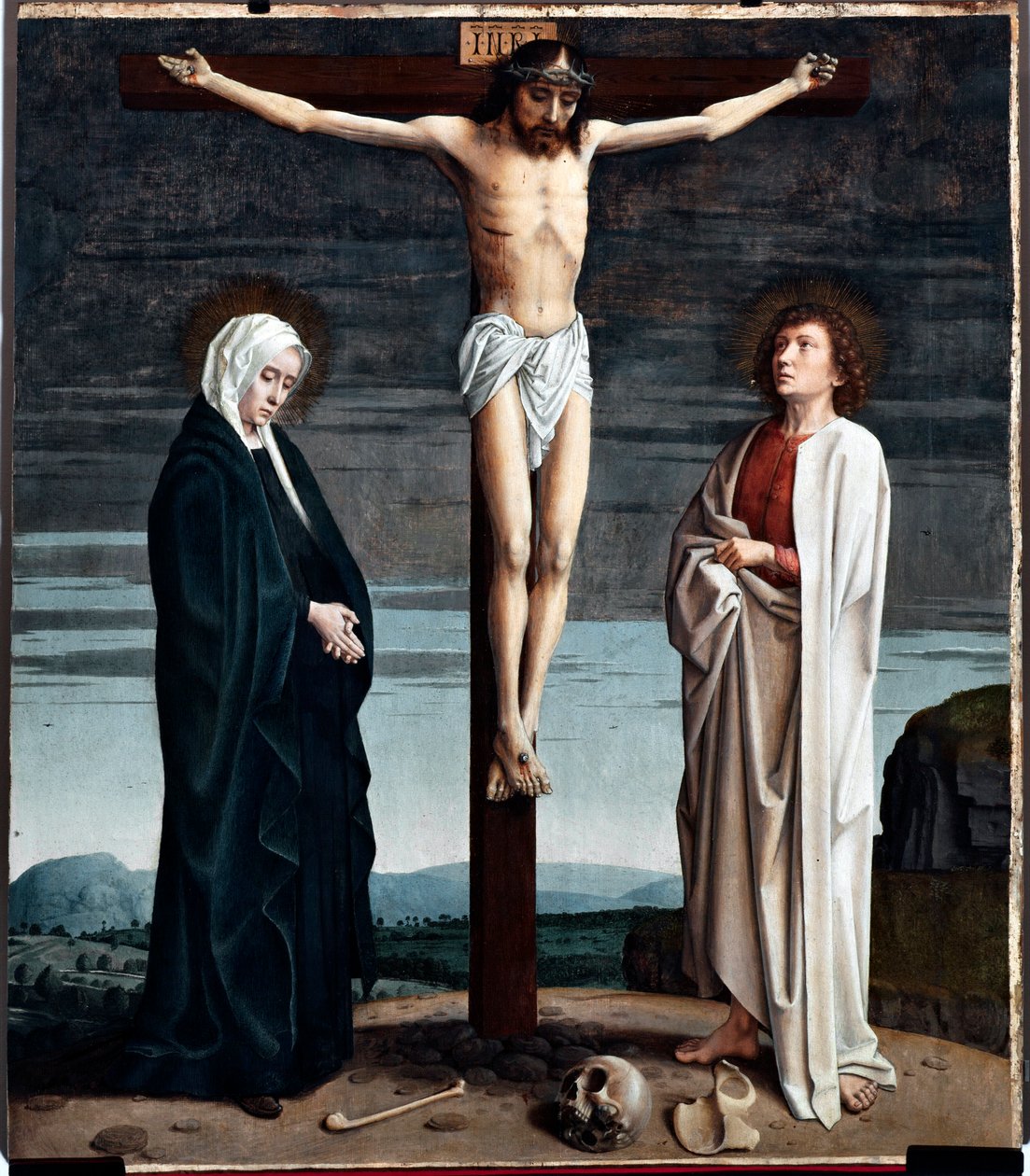 Kreuzigung Polyptychon Tafel aus der Kirche San Gerolamo della Cervara - Gemälde von Gerard David (ca. 1460-1523) 1506 Dim 90x100 cm Genua, Musei di Strada Nuova (ex Palazzo Bianco) Italien von Gerard David