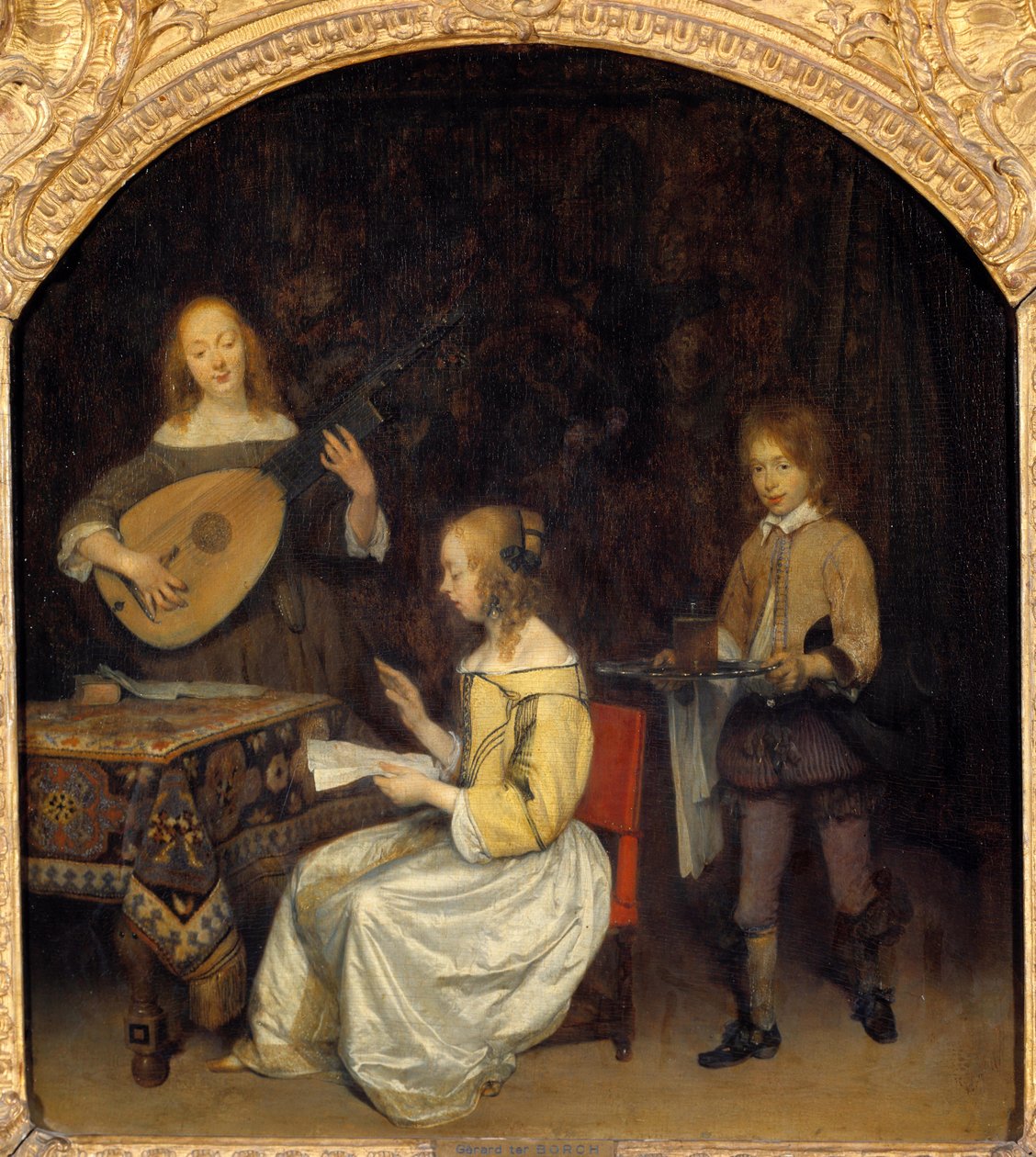 Das Konzert: Sänger und Spieler der Laute Theorbe von Gerard ter Borch