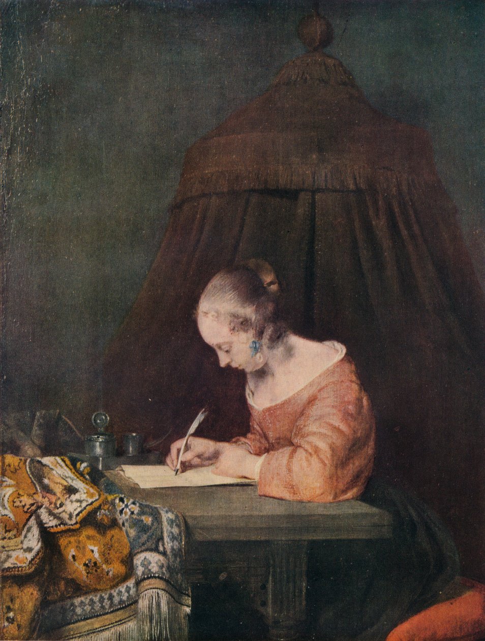 Frau, die einen Brief schreibt, ca. 1655, 1938 von Gerard Terborch II