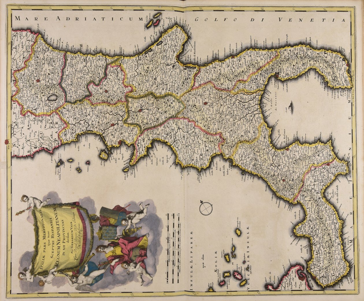 Südlicher Teil Italiens, jetzt spanisches Königreich Neapel in XII Provinzen geteilt von Gerard Valck
