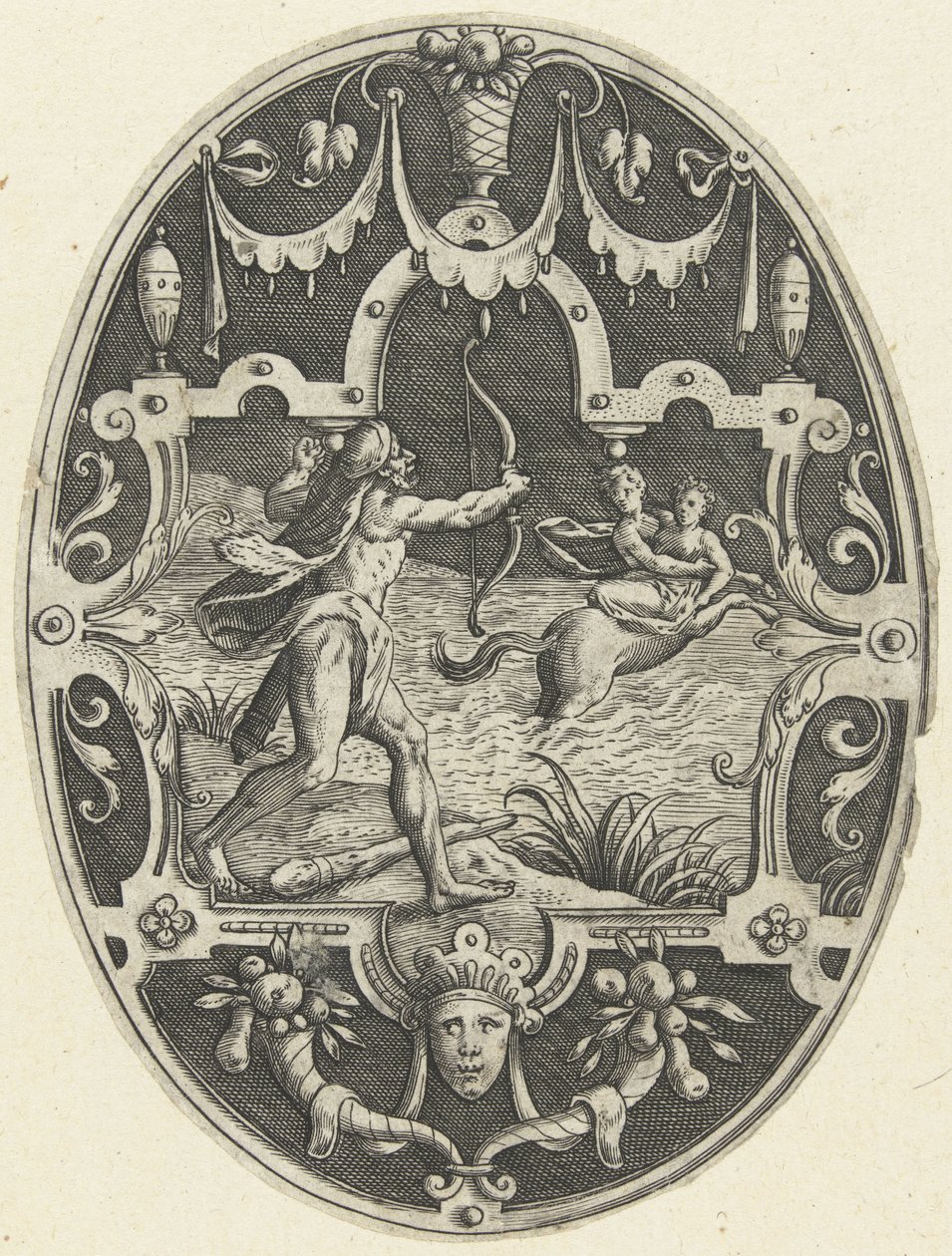 Herkules erschießt den Zentauren Nessus, der Deianira zu entführen versucht von Gerard de Jode