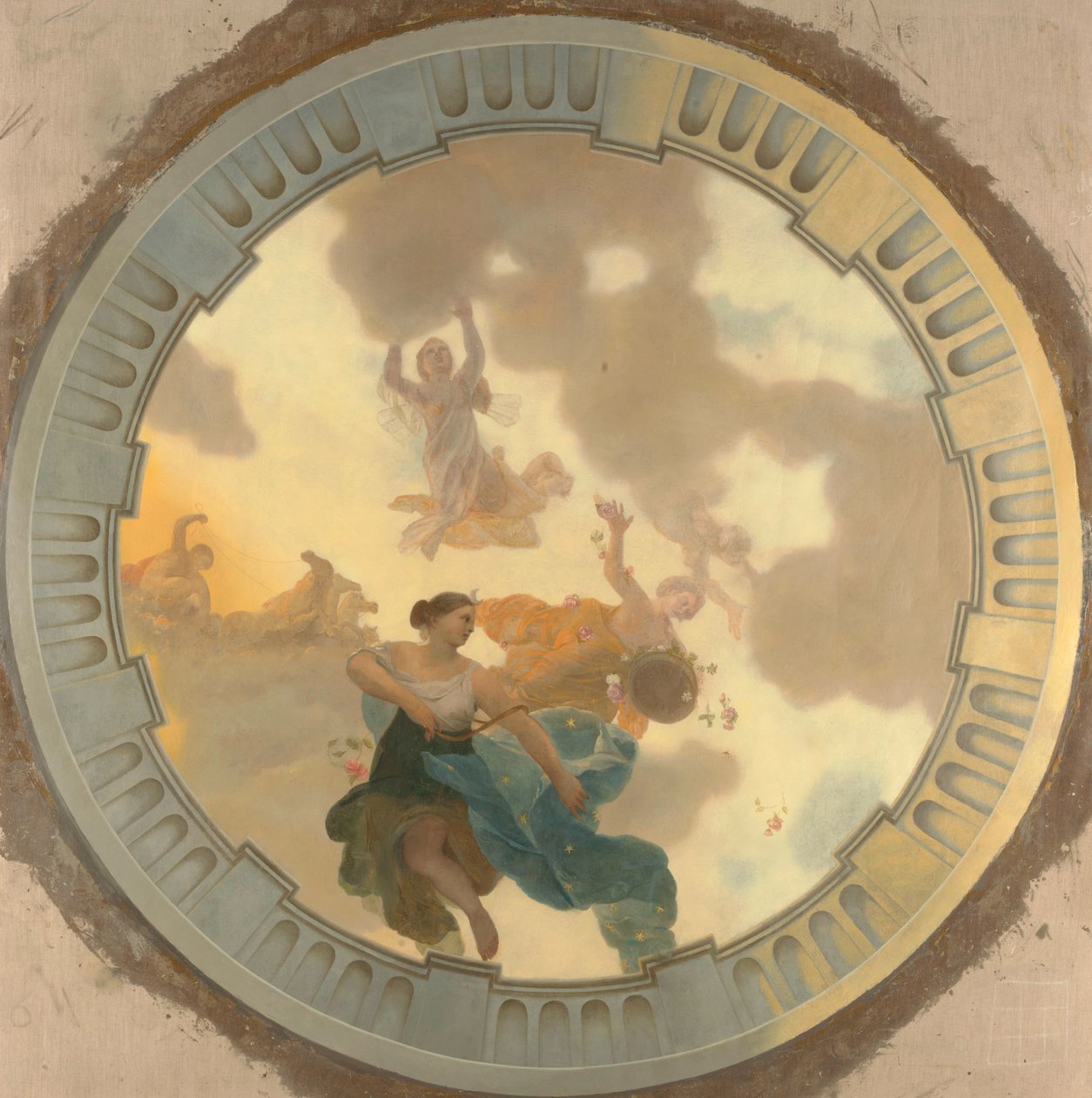 Teil (Mittelteil) eines Deckengemäldes mit der Hauptdarstellung Diana und ihre Gefährtinnen von Gerard de Lairesse