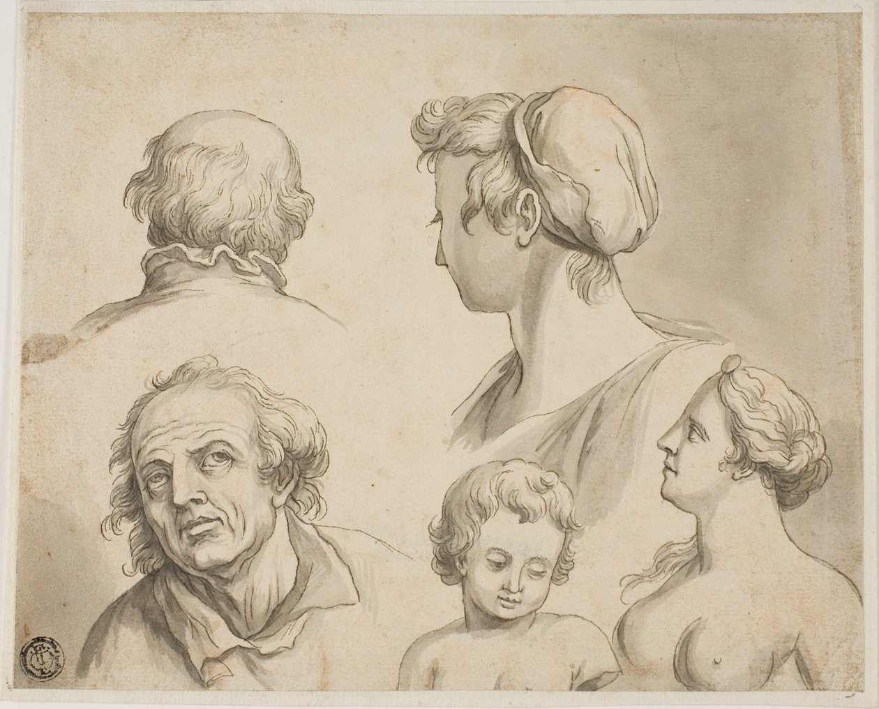 Skizzen von fünf Büsten von Gerard de Lairesse