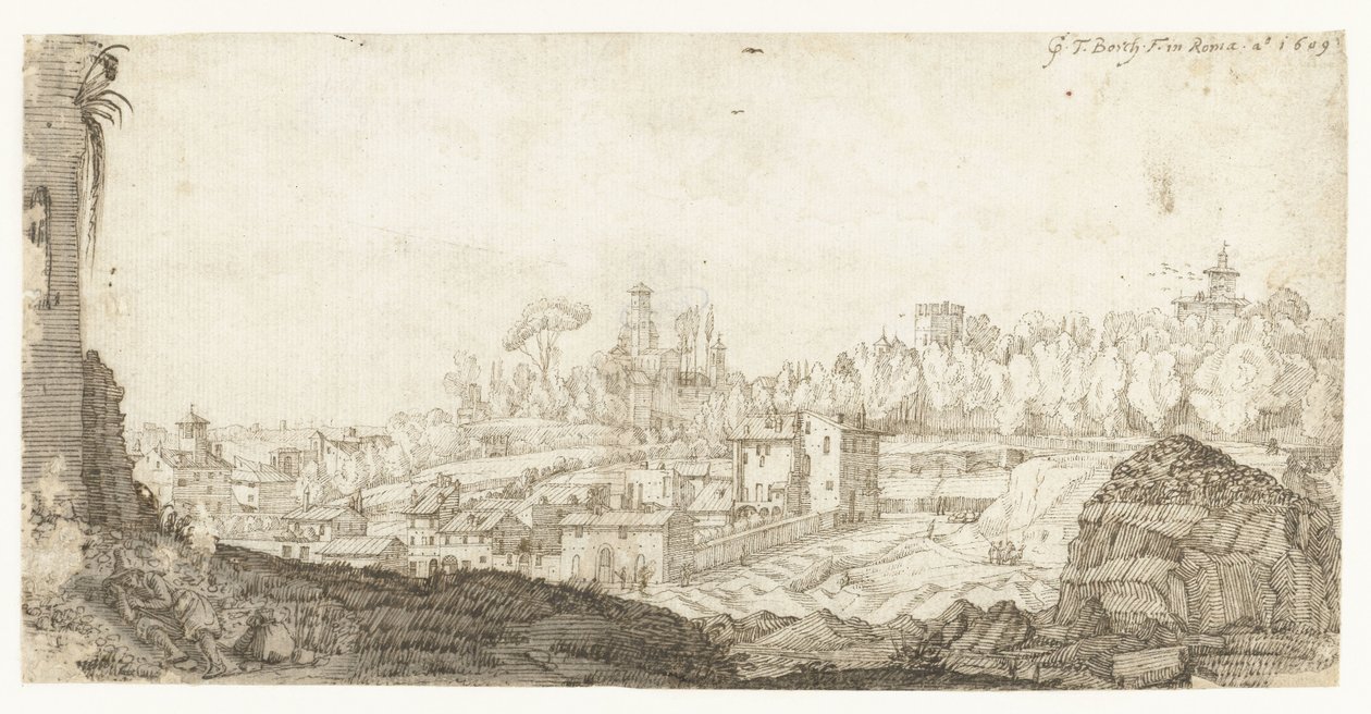 Ansicht des Pincio von Südosten, Rom von Gerard ter Borch