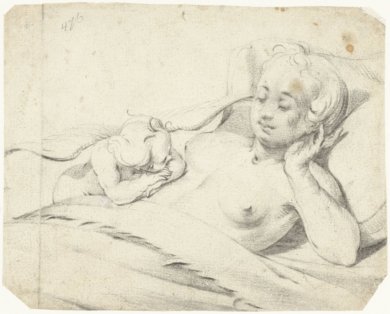 Venus im Bett mit zuschauendem Cupido von Gerard ter Borch (I)