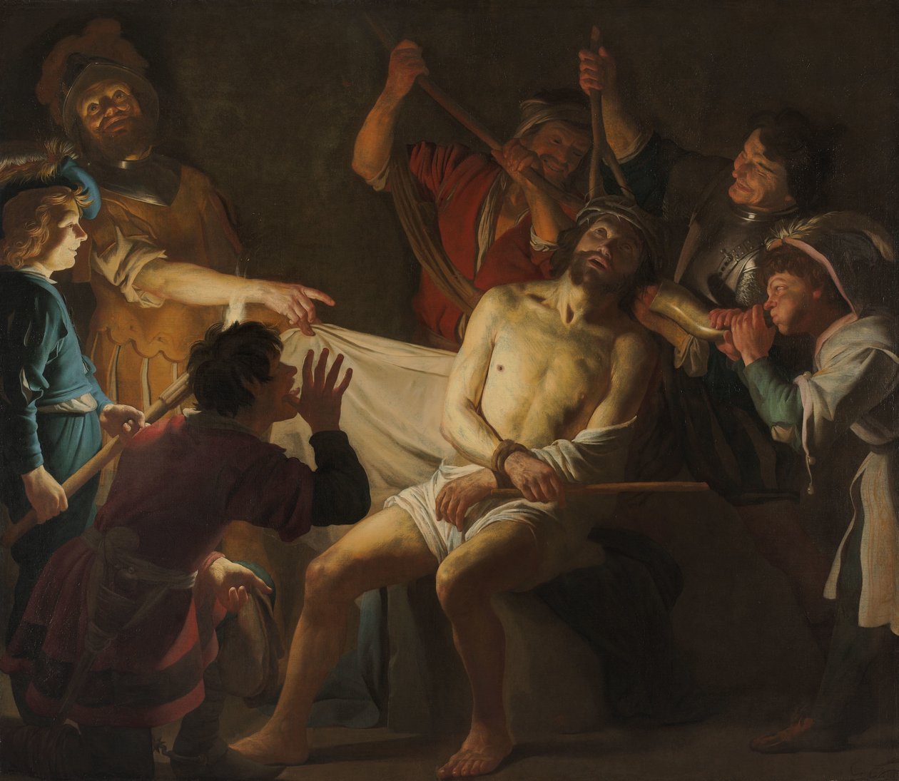 Christus mit Dornen gekrönt (Matthäus 27:27-31) von Gerard van Honthorst