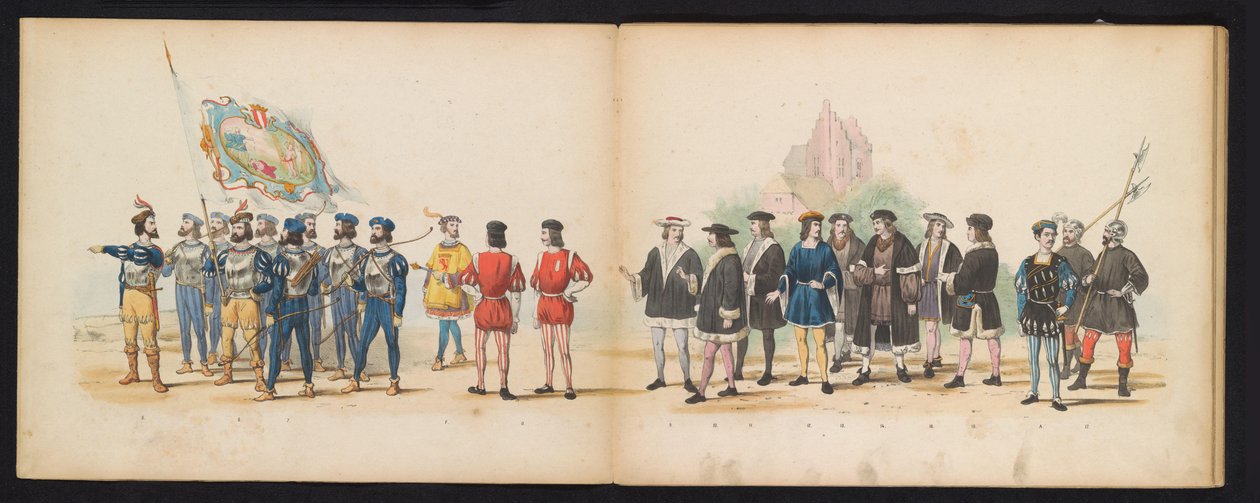 Maskerade der Leidener Studenten, 1855 (Platte 2) von Gerardus Johannes Bos