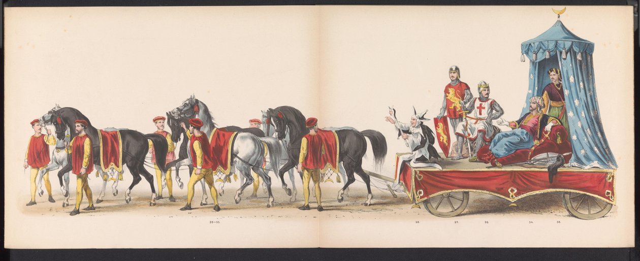 Maskerade der Leidener Studenten, 1870 (Gecostumeerde optogt gehouden door de leden van het Leidsche studentencorps den 7den Junij 1870, ter viering van den 295sten verjaardag der Leidsche Hoogeschool) von Gerardus Johannes Bos