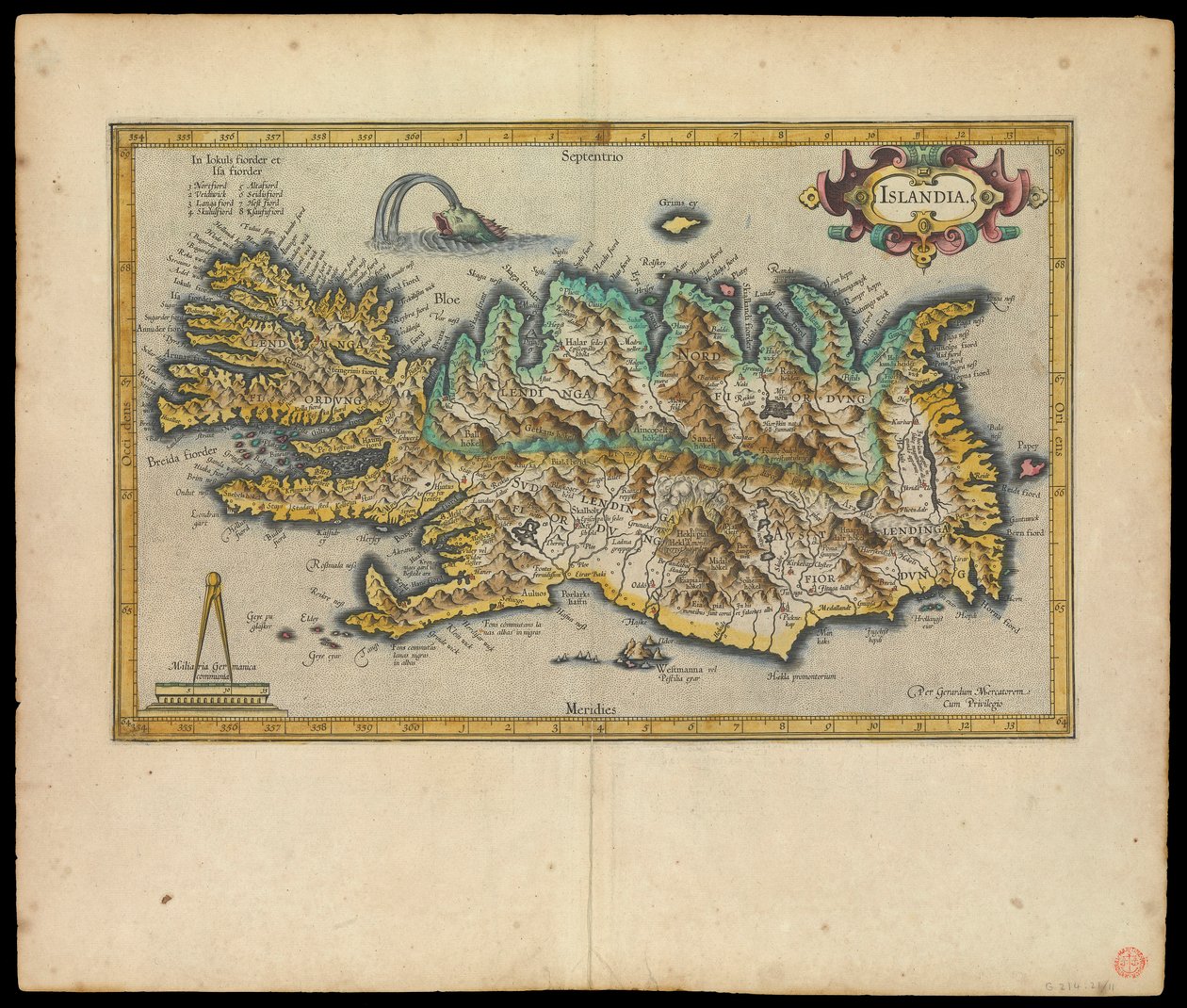 Islandia, Per Gerardum Mercatorem cum privilegio, ca. 1595 von Gerardus Mercator
