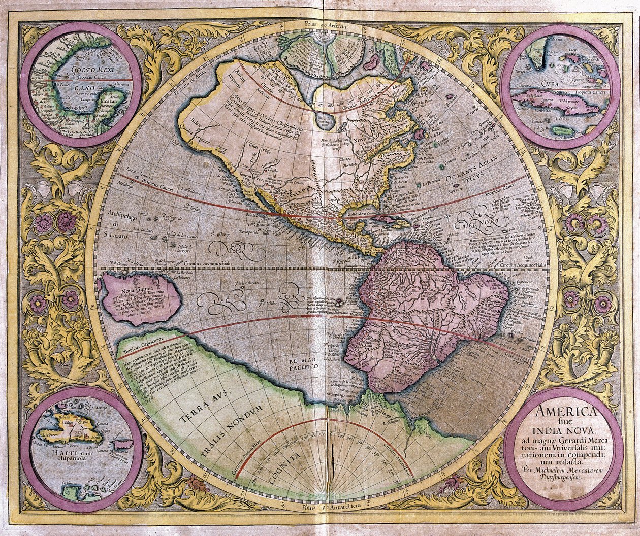 Nord- und Südamerika und Neuguinea von Gerardus Mercator