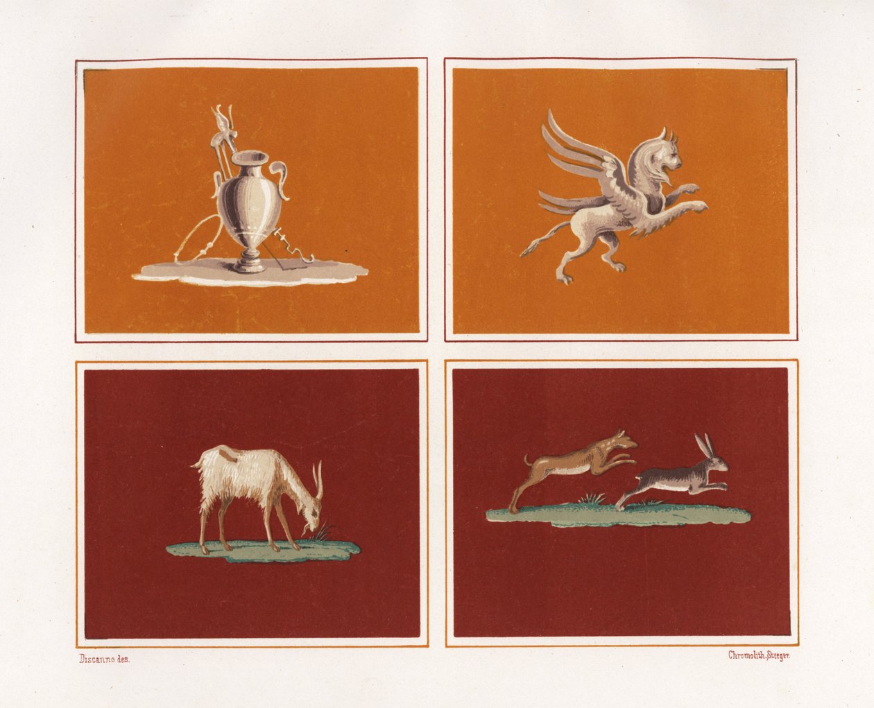 Dekorative Figuren aus dem Haus der Epigramme, Regio V, Insula 1 von Geremia Discanno
