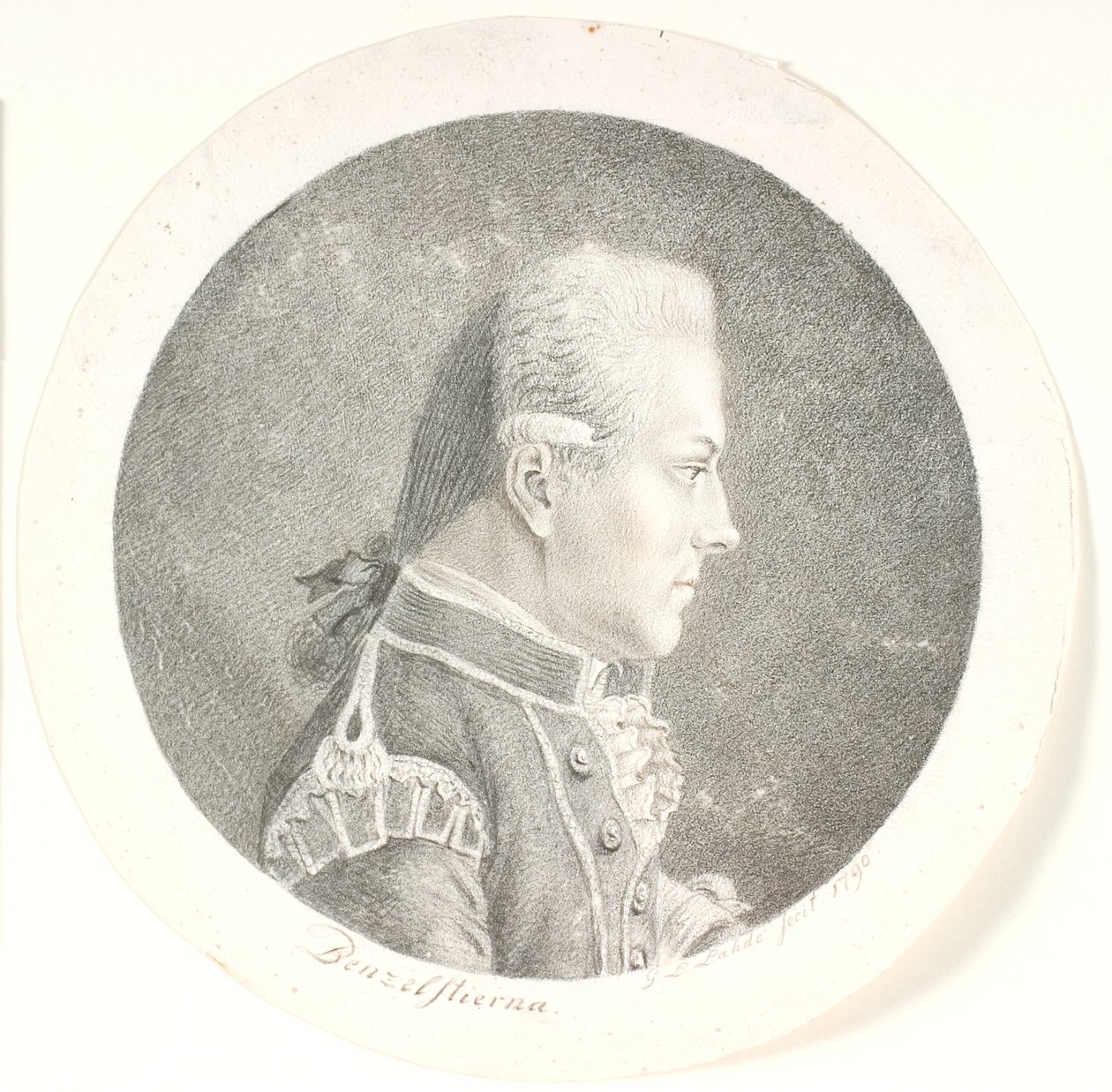 Porträt von Lars Benzelstjerne, schwedischer Seeoffizier (1759-1808). Brustbild. Profil nach rechts von Gerhard Ludvig Lahde
