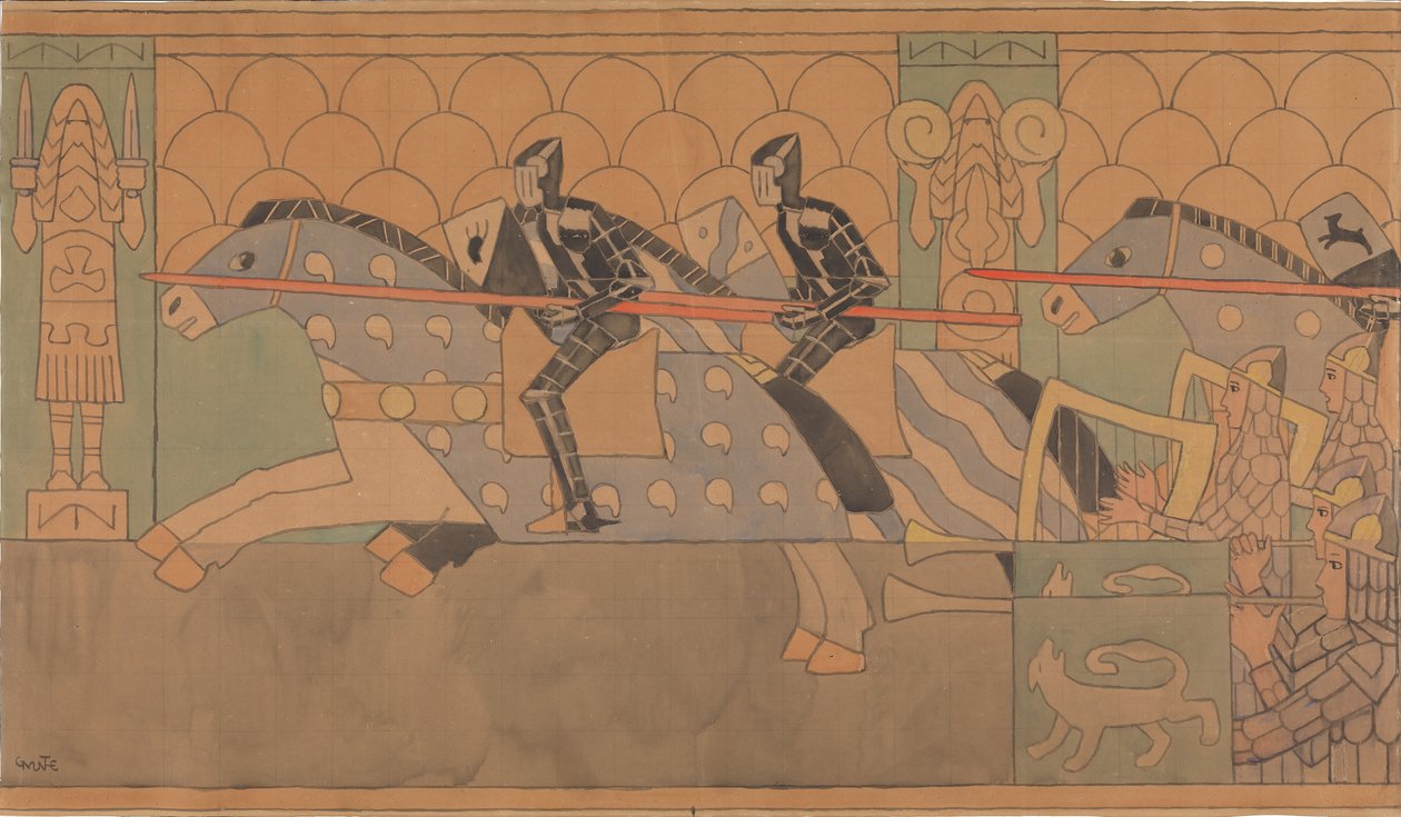 Folklore-Zeichnung, 1895-1898 von Gerhard Munthe