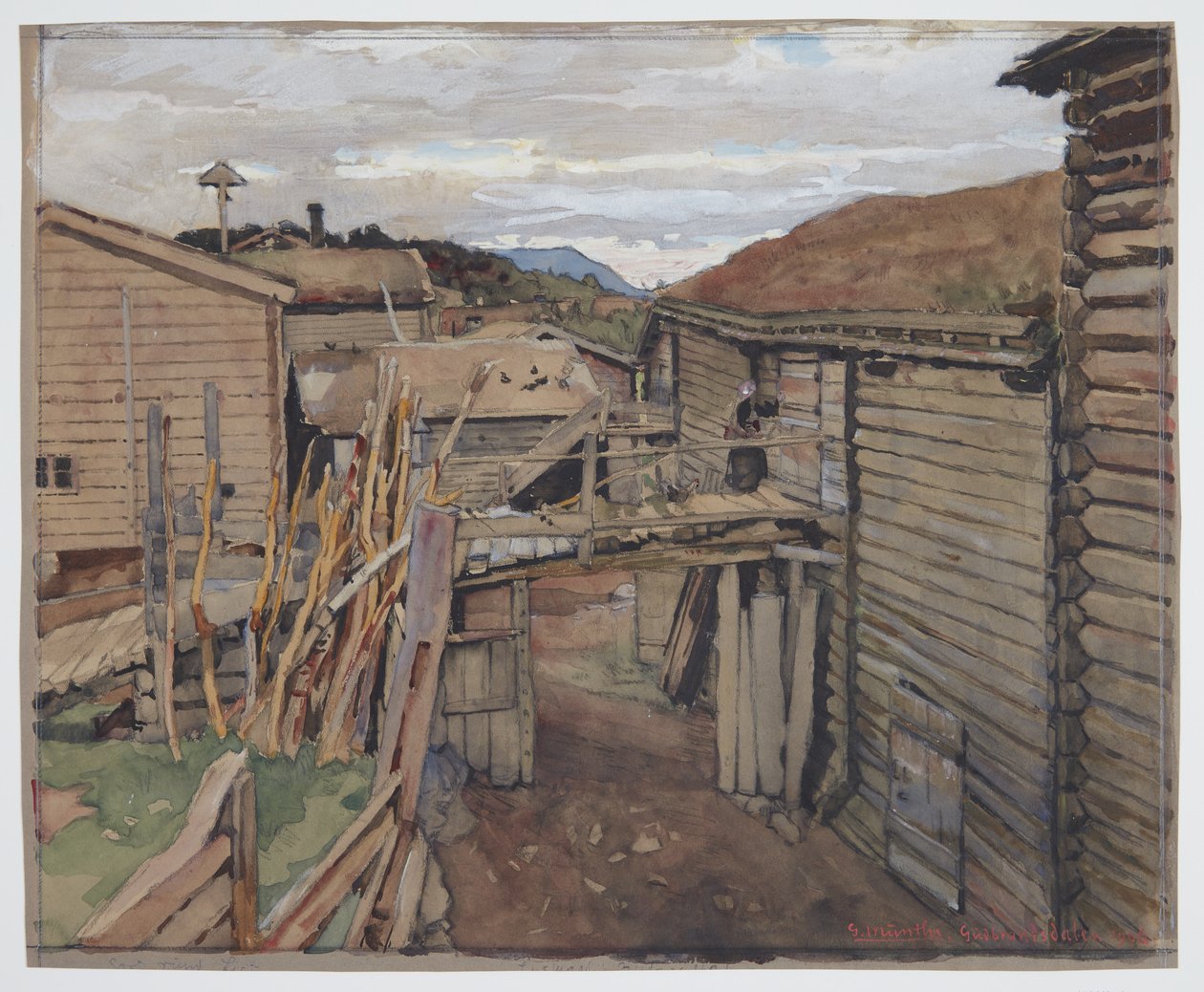 Gudbrandsdal, alte Häuser von Gerhard Munthe