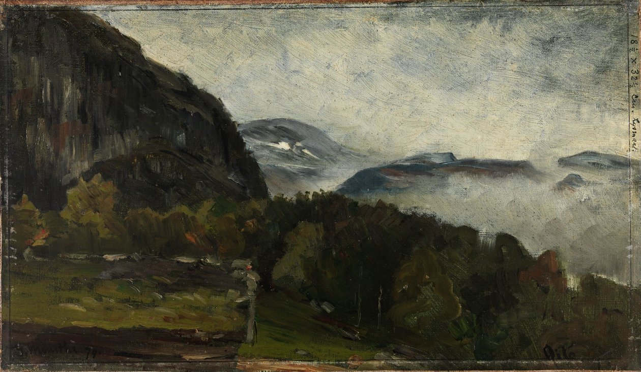 Landschaft bei Øylo im Nebel von Gerhard Munthe