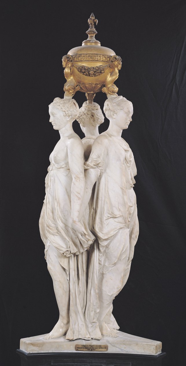 Die drei Grazien, Grabdenkmal mit dem Herzen von Henri II, 1559 von Germain Pilon