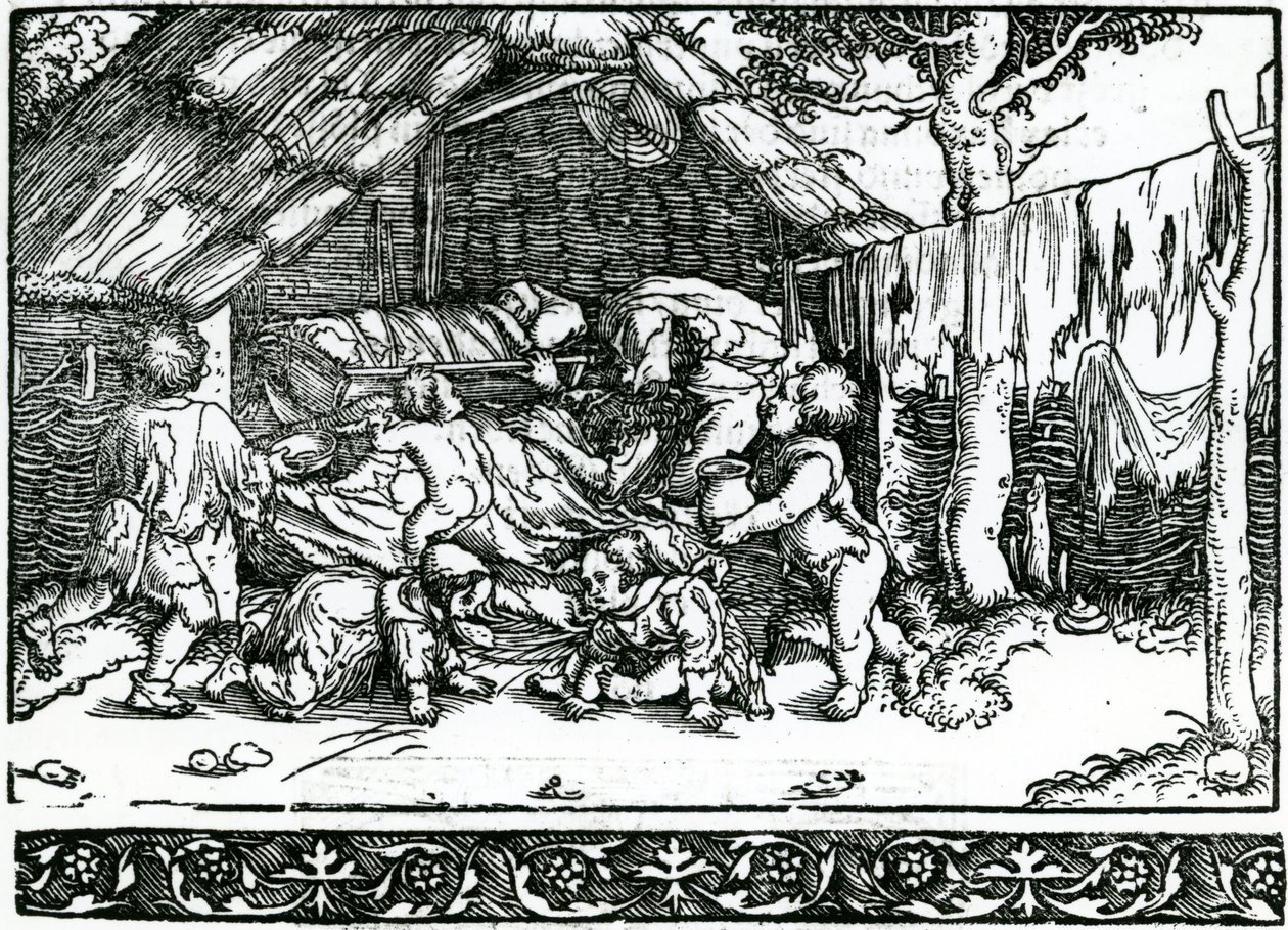Vertriebene Bauern, Illustration aus Franciscus Petrarchas Von der Artzney bayder Glück, 1532 von German School