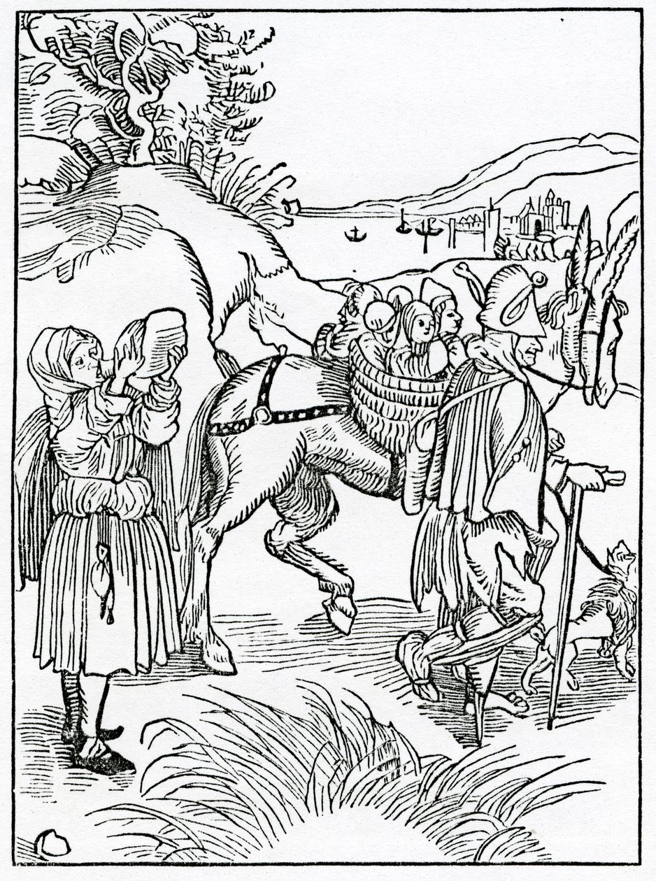 Von törichten Bettlern und ihren Eitelkeiten, Illustration aus Alexander Barclays englischer Übersetzung von 