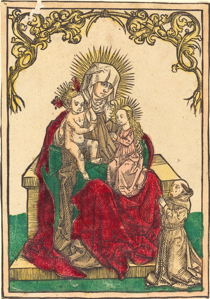 Heilige Anna, Madonna und Kind, und ein Franziskanermönch von German 15th Century