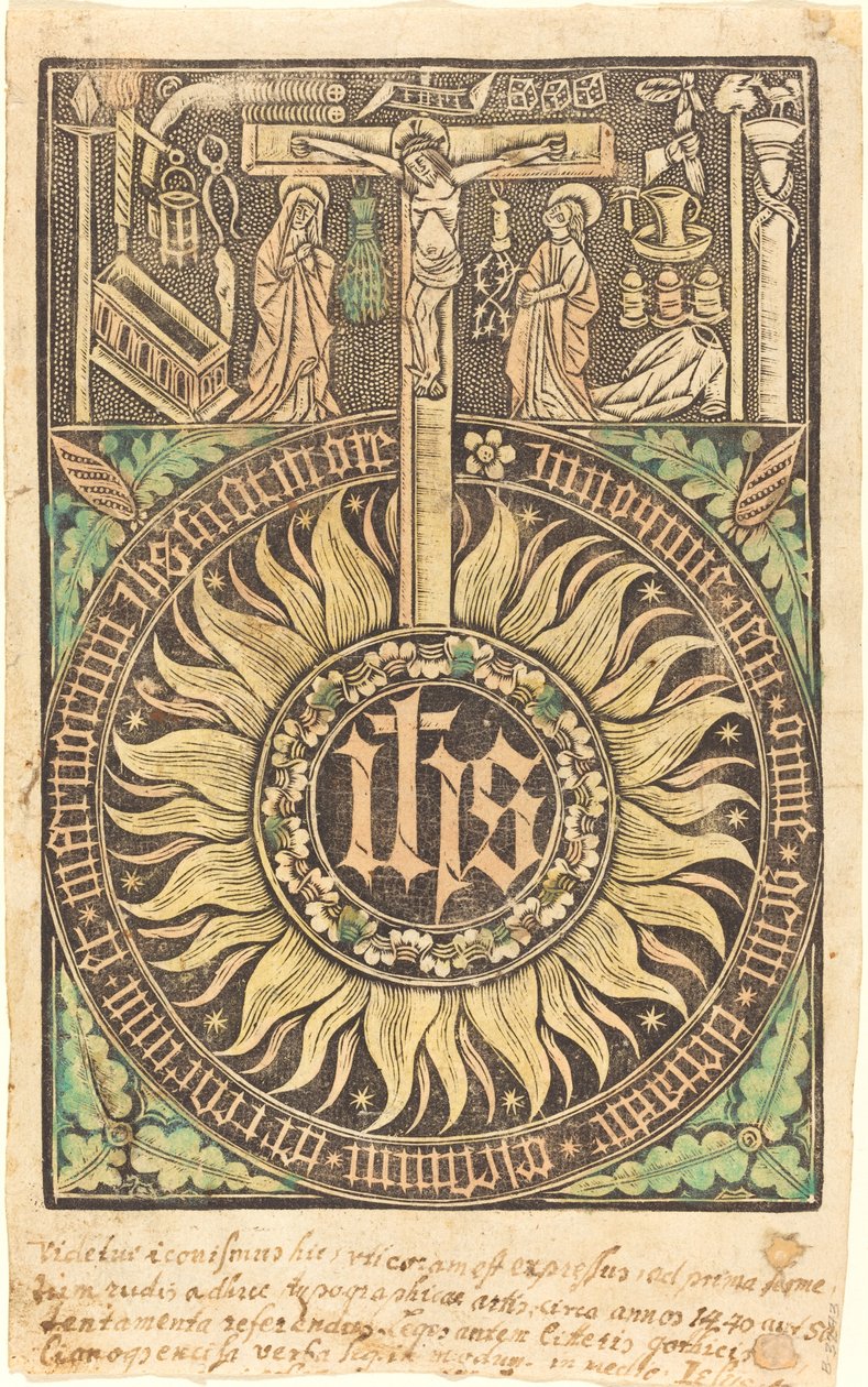 Das heilige Monogramm mit der Kreuzigung und den Passionssymbolen [recto] von German 15th Century