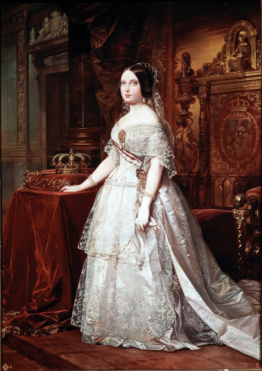 Porträt der Königin von Spanien Isabelle de Bourbon (Isabel de Borbon) II (1830-1904) von German Hernandez Amores