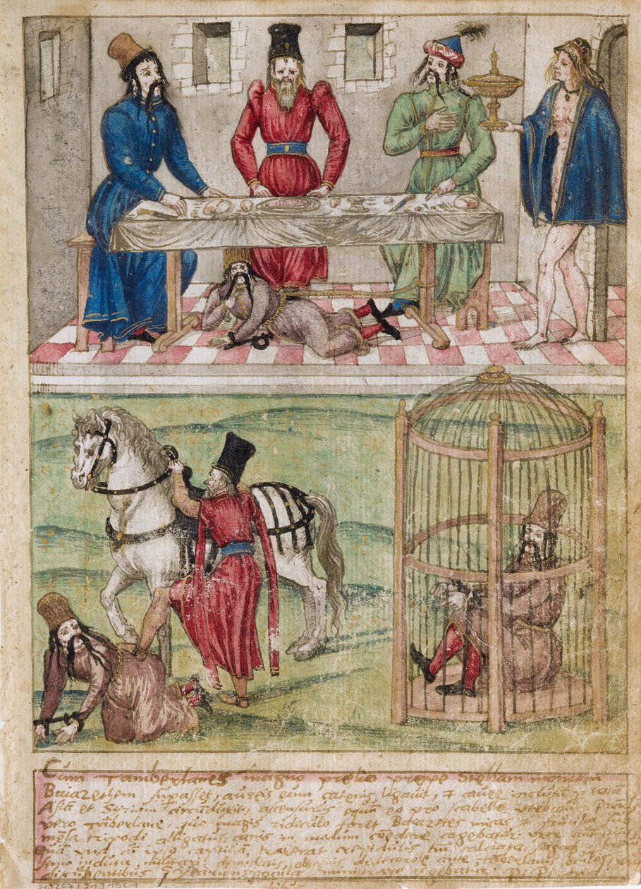 Bayezid I. gefangen von Timur, vor 1561 von German Master