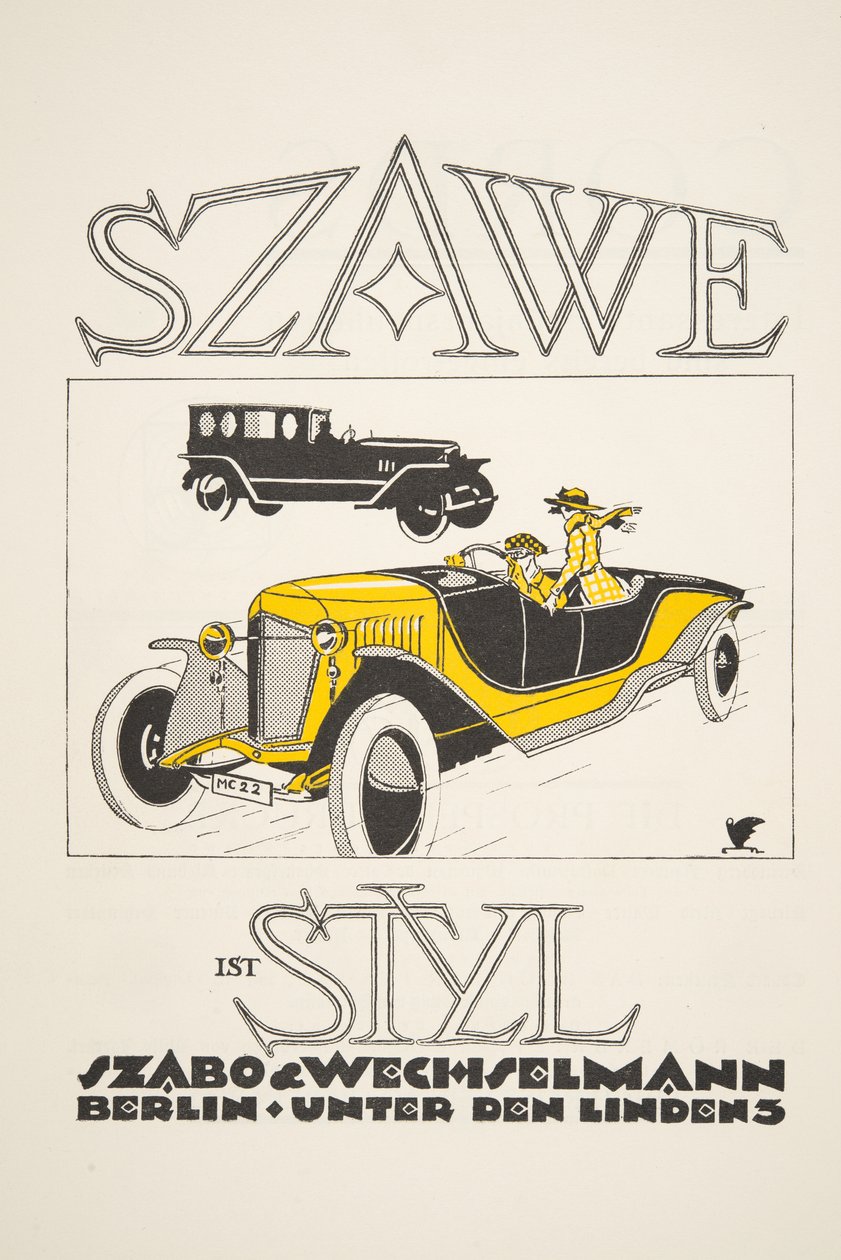 Werbung für Szawe (Szabo & Wechselmann), aus Styl, veröffentlicht 1922 von German School