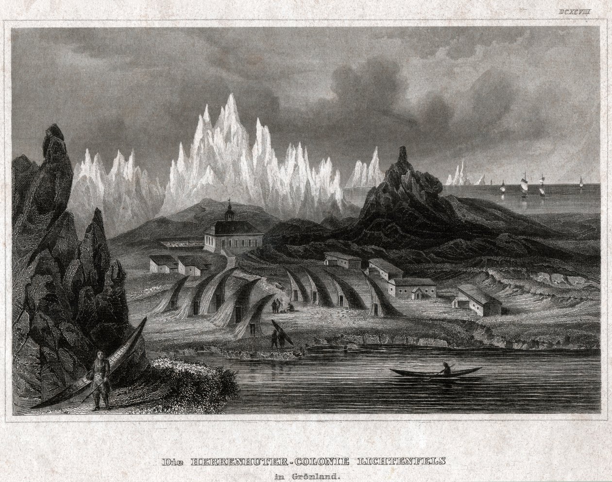 Akunnat, Grönland (Gravur, ca. 1850) von German School