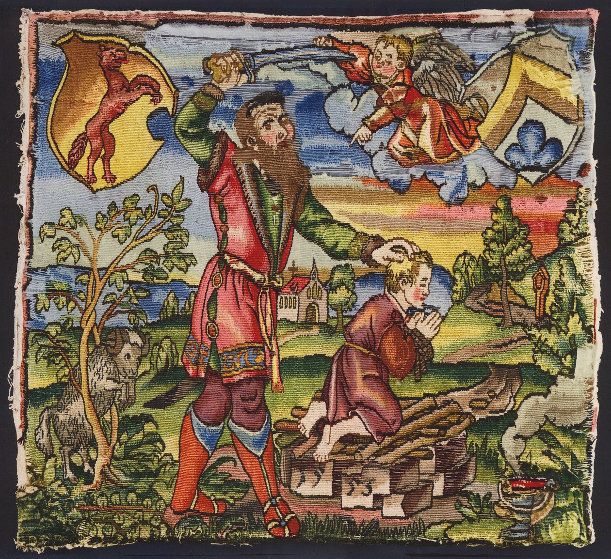 Engel greift ein, um Abraham daran zu hindern, seinen Sohn Isaak zu opfern von German School