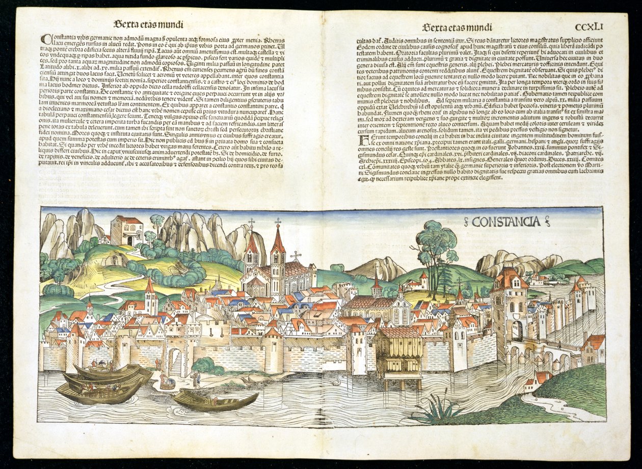 Vogelperspektive von Konstanz, aus der Nürnberger Chronik von Hartmann Schedel (1440-1514) 1493 von German School
