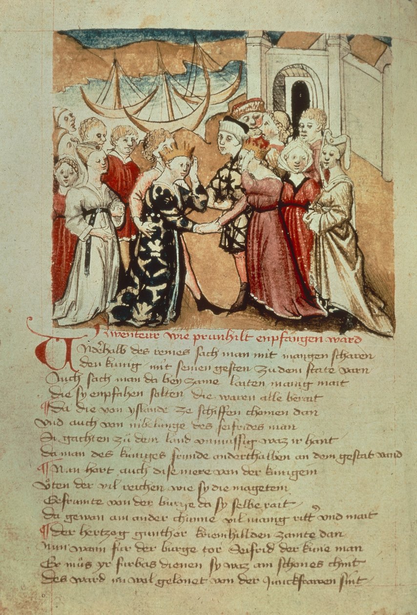 Brunhild betritt Worms; Kriemhild begrüßt Brunhild und Gunther, aus dem 