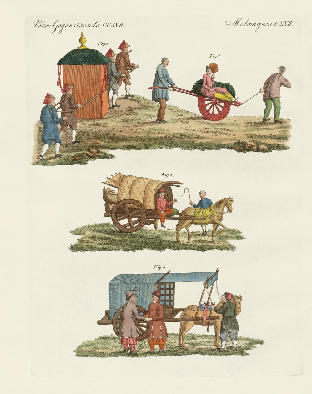 Karren und Reisemethode in China (Farbstich) von German School