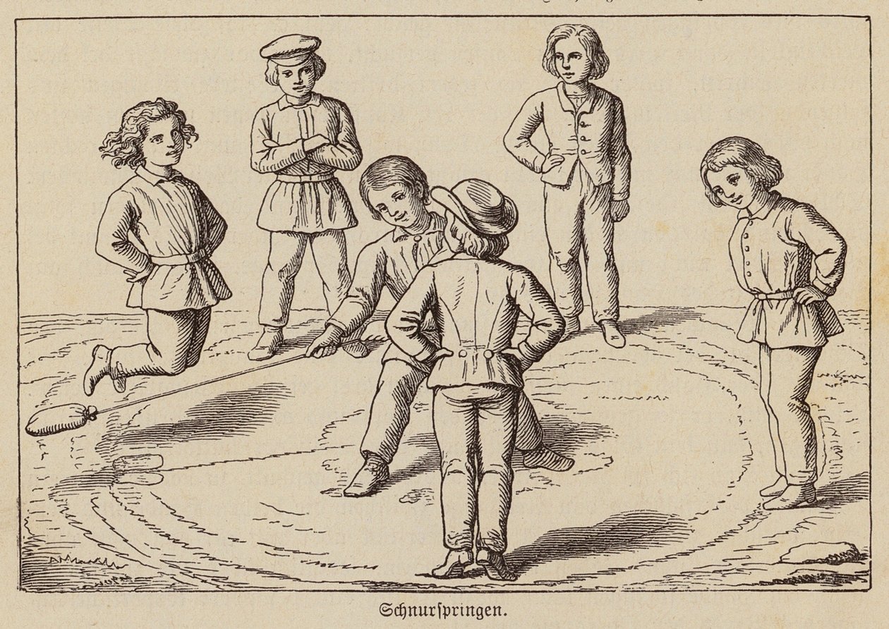 Kinder spielen ein Seilspring-Spiel von German School