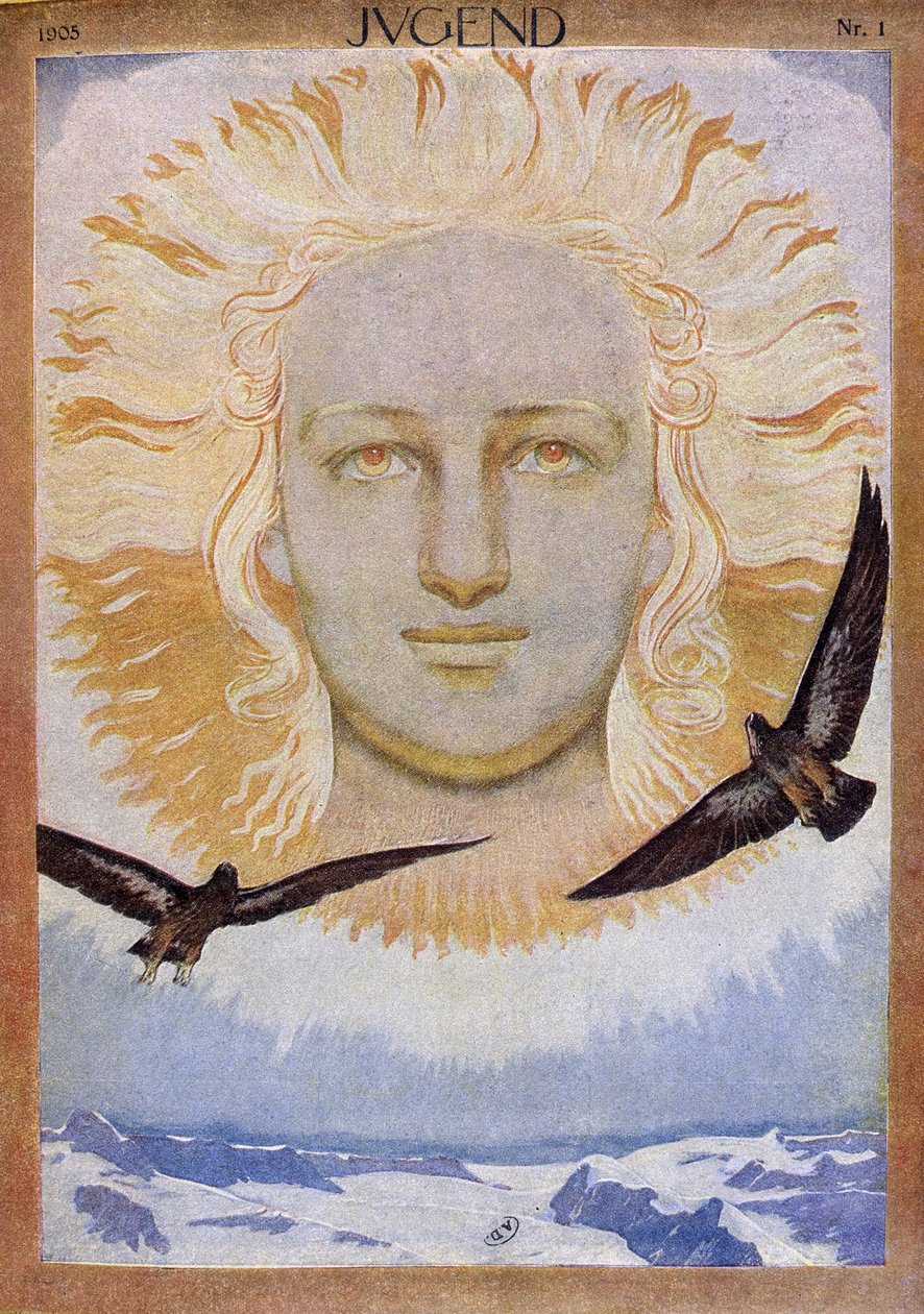 Titelblatt von „Jugend“, deutsche Zeitschrift, die die Sonne darstellt von German School
