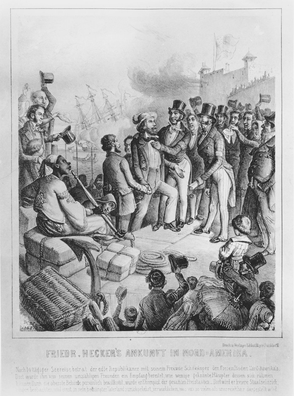 Friderich Karl Franz Hecker (1811-81) kommt in Amerika an, nach 1848 von German School