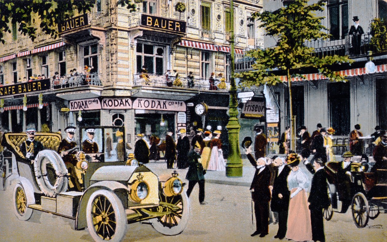 Deutsche Postkarte, die eine Parade von Kaiser Wilhelm II. darstellt, ca. 1912 von German School