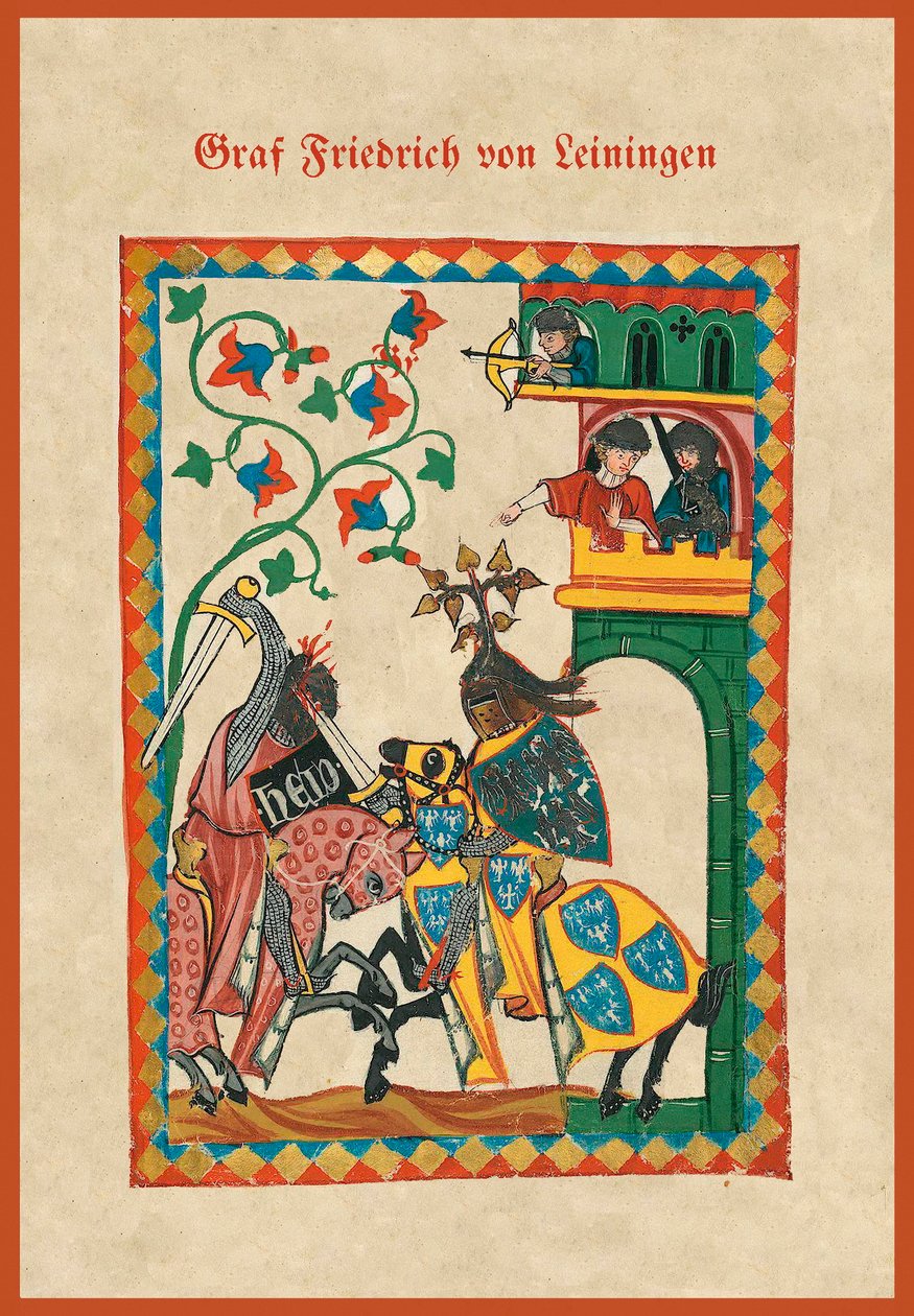 Illustration aus einem mittelalterlichen Liederbuch von German School