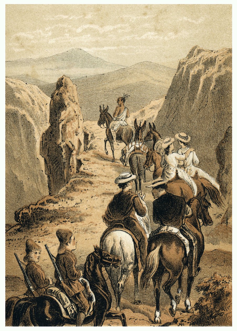 Illustration der Eroberung des Amazonas durch Europäer. In „De Bootslieden der Amazon-River“, Karl Muller, Niederlande von German School