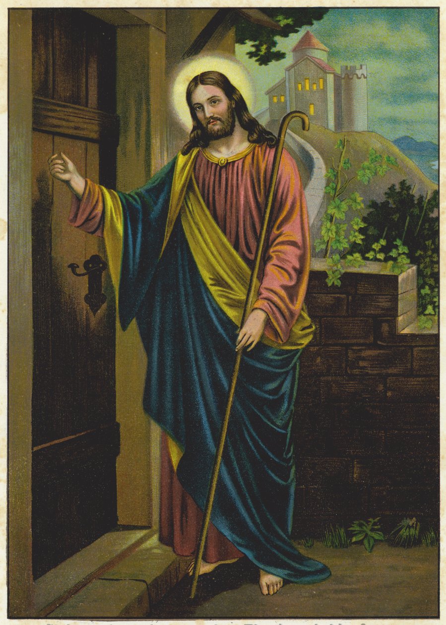 Jesus klopft an die Tür eines Hauses von German School