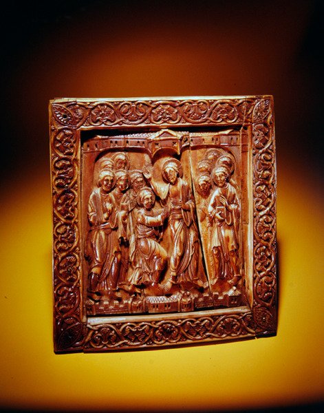 Plakette mit dem ungläubigen Thomas, ca. 1140-60 von German School