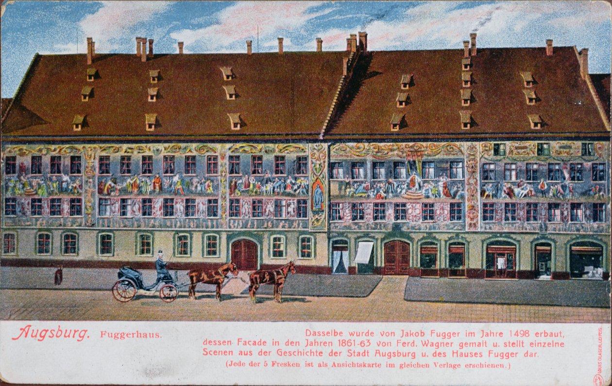 Postkarte mit dem Fuggerhaus, Augsburg von German School