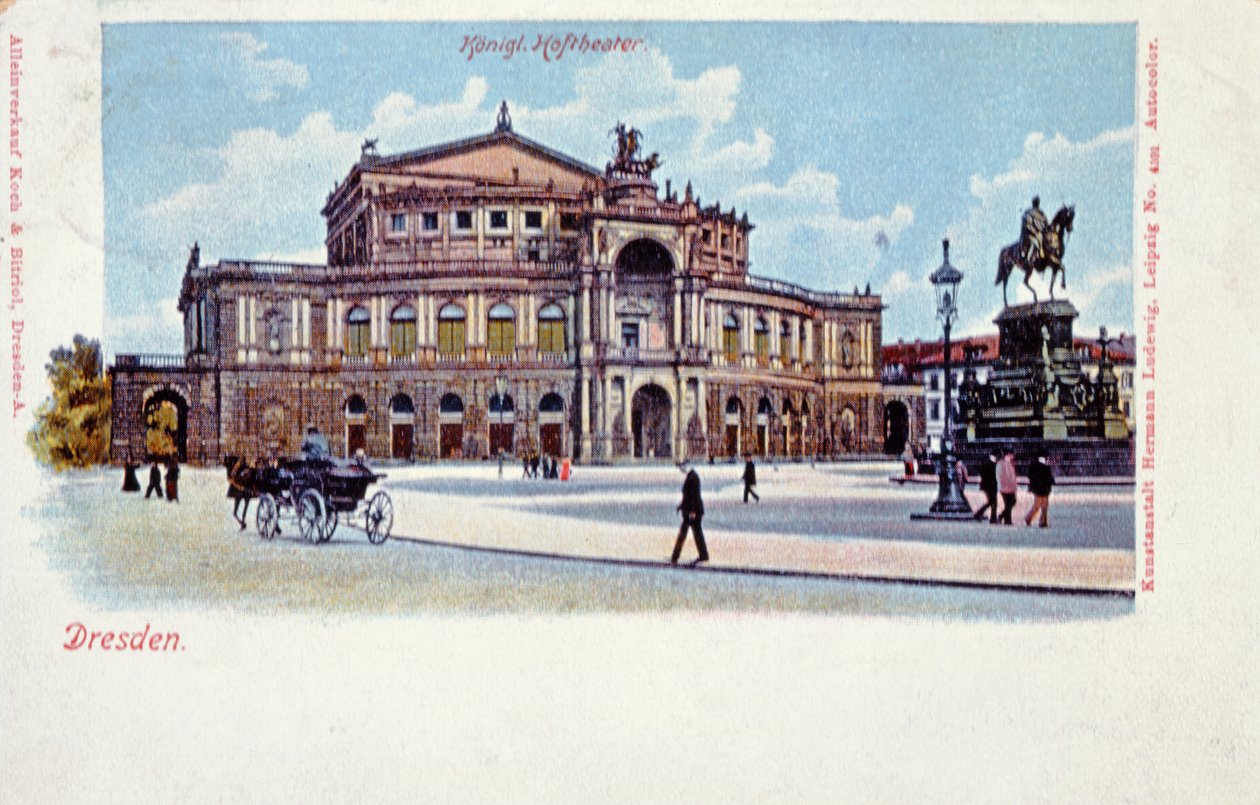 Postkarte mit der Semperoper, Dresden, um 1900 von German School