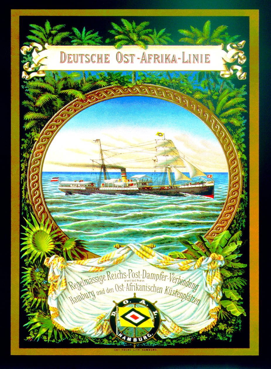 Plakat zur Werbung für die Deutsch-Ostafrika-Linie, 1890 von German School