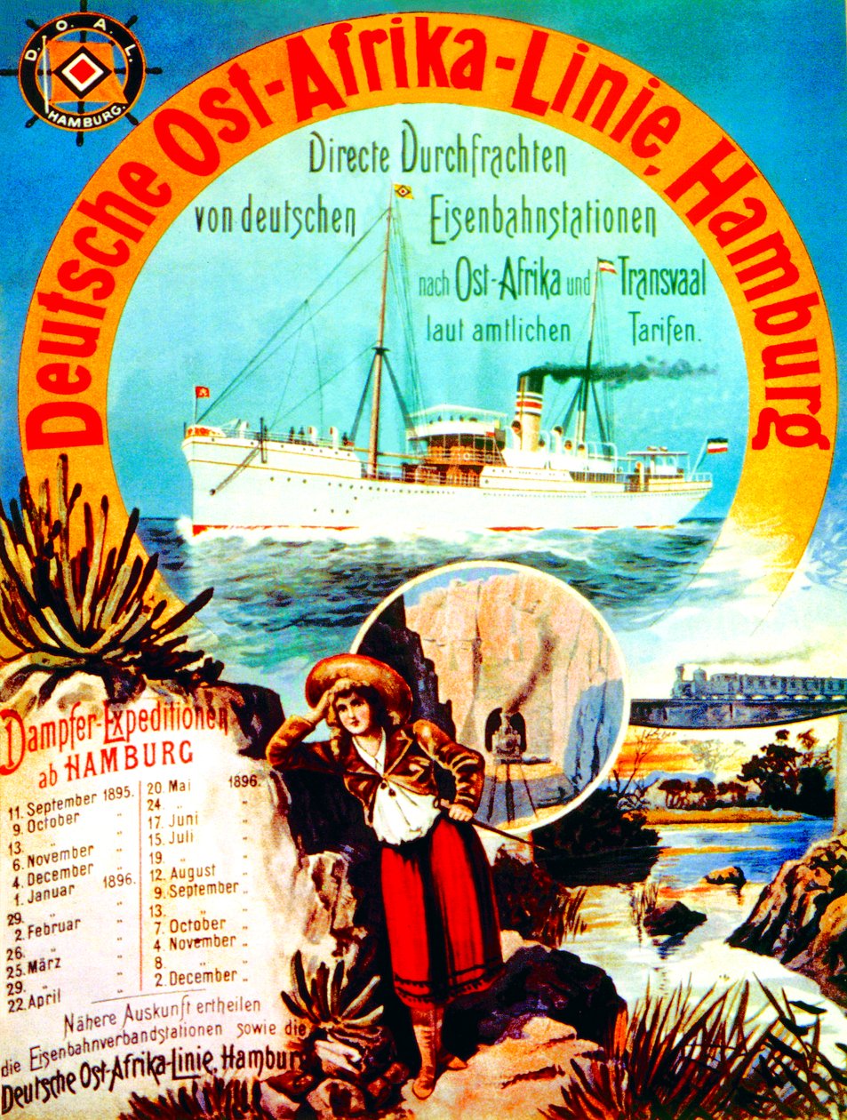 Plakat zur Werbung für die Deutsch-Ostafrika-Linie, Hamburg, 1895 von German School