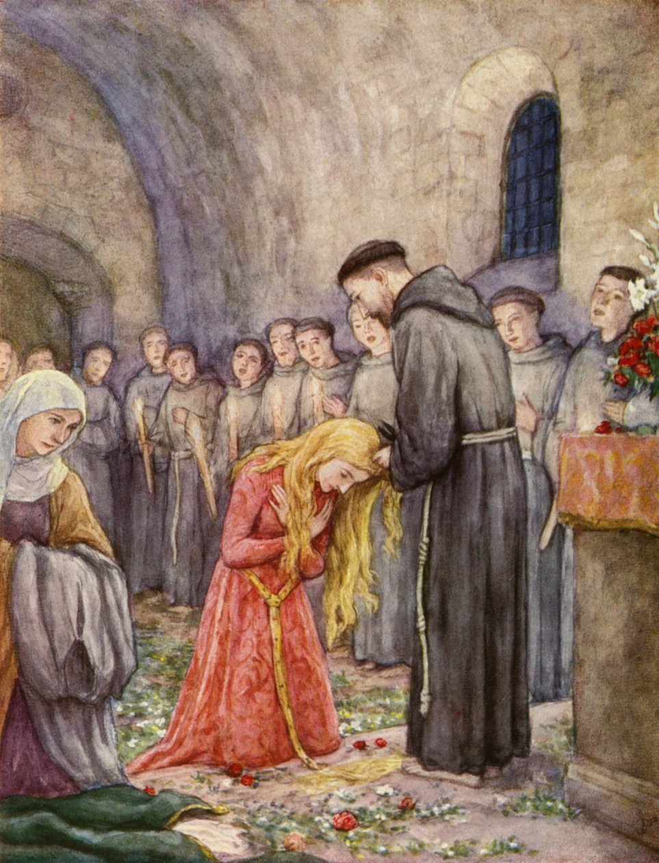 St. Franziskus schneidet St. Klara von Assisi die Haare von German School