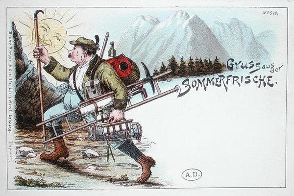 Sommerurlaubspostkarte, späte 19. oder frühe 20. Jahrhundert von German School