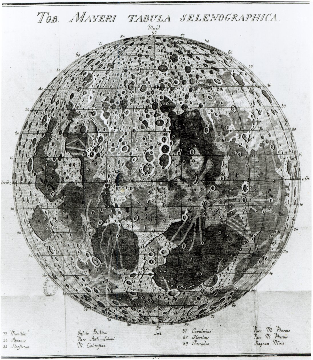 Oberfläche des Mondes, Illustration aus Selenotopographische Fragmente von Johann Hieronymus Schroeter, veröffentlicht 1791 von German School