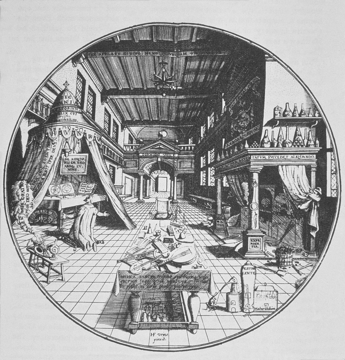 Der Alchemist in seinem Labor, aus Amphitheatrum Aeternae Sapientiae von Heinrich Kunrath (1609) illustriert in einer Geschichte der Magie, veröffentlicht Ende des 19. Jahrhunderts von German School